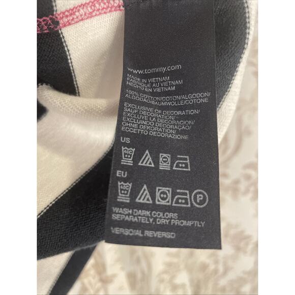 Tommy Hilfiger - Nautical Navy Stripped Sweater - Pink Trim & Button Accents - M - Picture 5 of 6